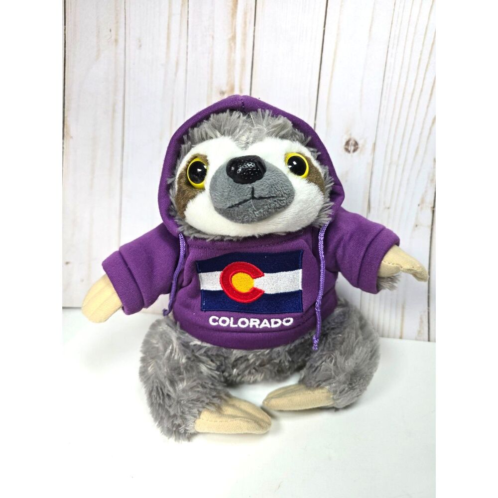 Wild Republic Sloth Plush Purple Colorado Hoodie Sweatshirt Stuffed Animal 8"